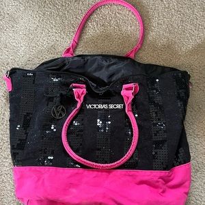 VS Black & Pink Sequin Tote Bag